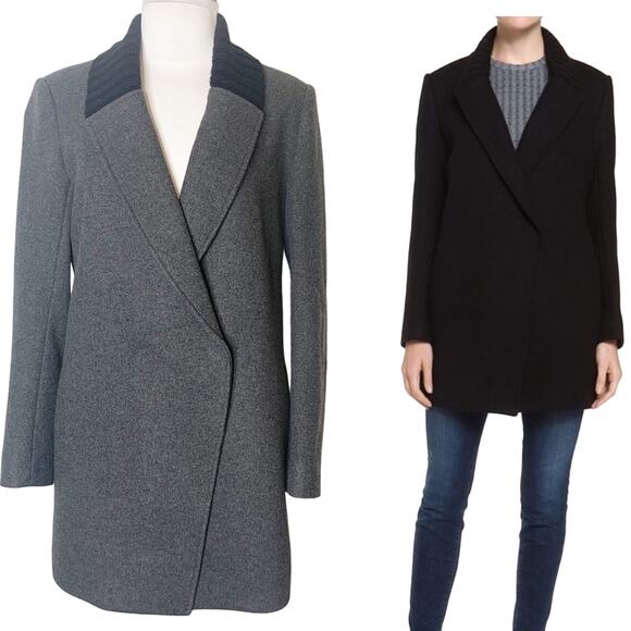 Theory Collice Dearly wool cashmere coat gray black sz S - Picture 1 of 12